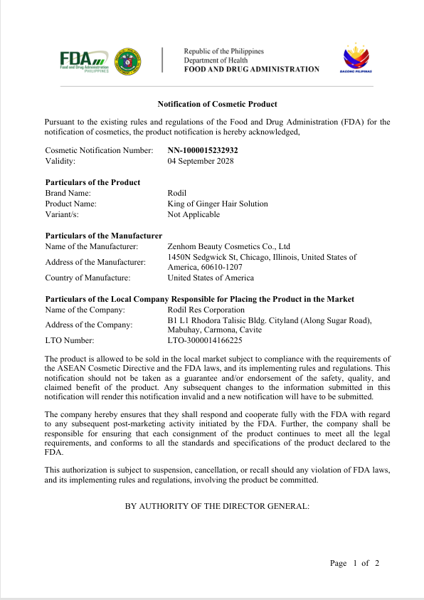 Rodil Hair Spray FDA - CPN